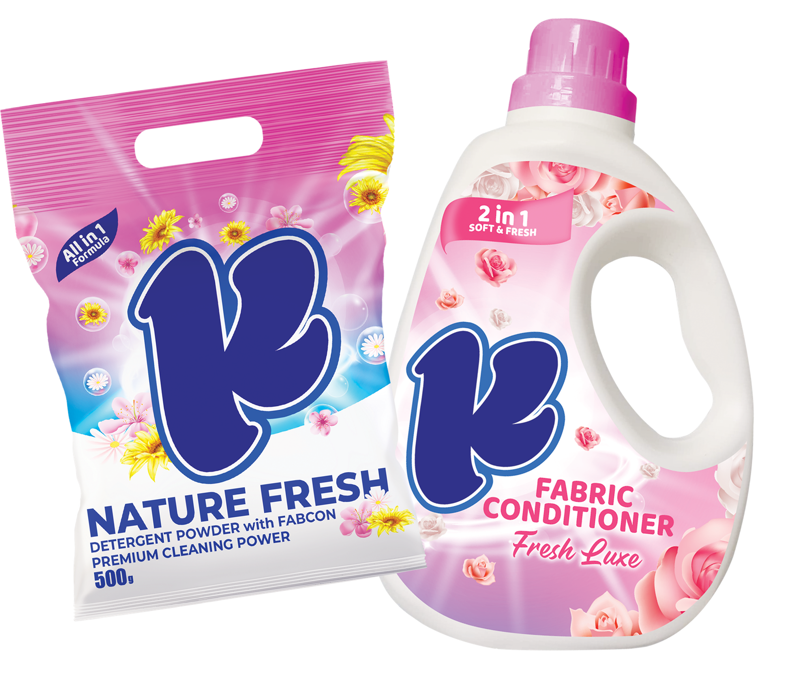 K Nature Fresh Bundle (500g Detergent Powder + 1 Liter Fabric Conditioner)